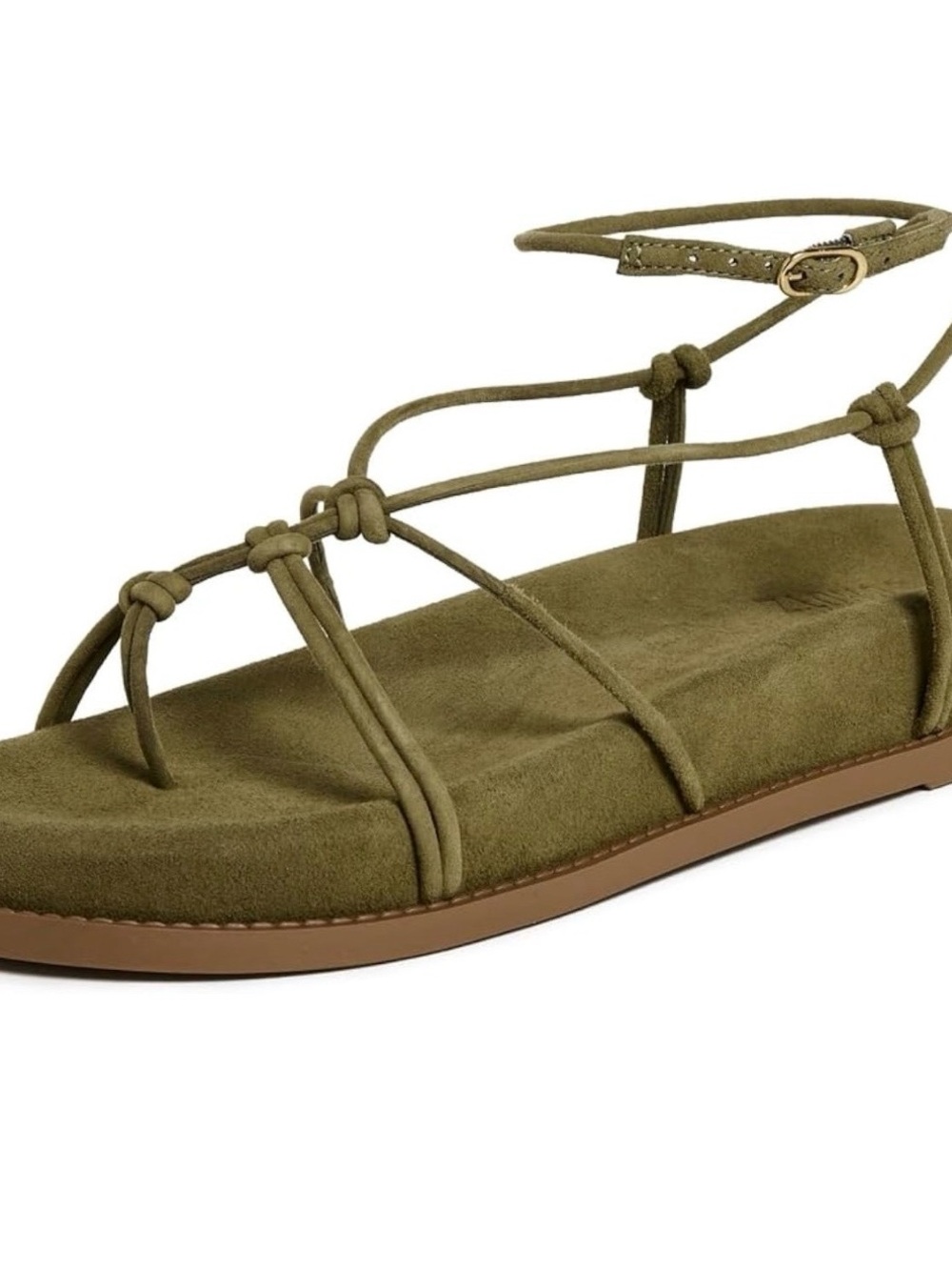 SCHUTZ Calabria Matcha Green Suede Strappy Sandals Size 9